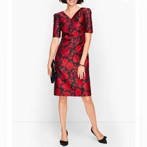 Talbots Back Bow Floral Jacquard A-line Dress (812)